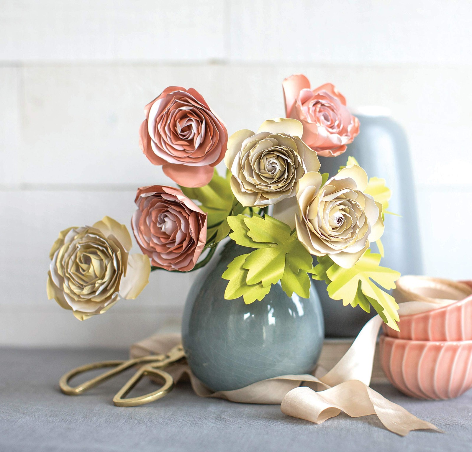 Frosted Paper Blooms Ranunculus Flowers, 6″ x 6.5″, Assorted Colors, 21 Pages