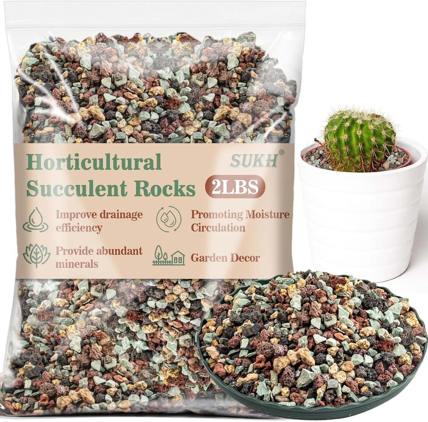 Sukh 2LBS Horticultural Succulent Rocks Bonsai Mix Potting Mix…