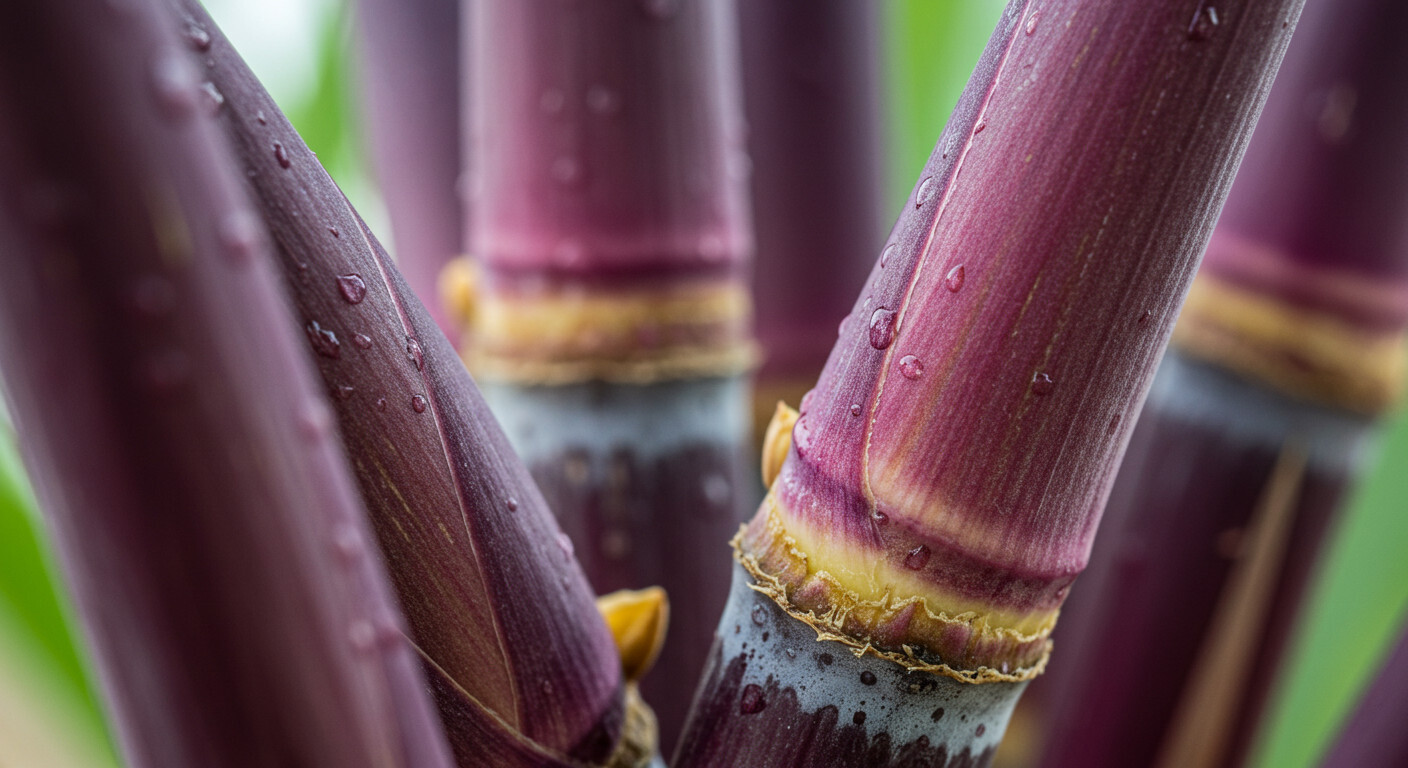 4 PCS FRESH CUT SUGAR CANE STICKS GREEN OR PURPLE 2 nodes EACH (ROOTED/UNROOTED)