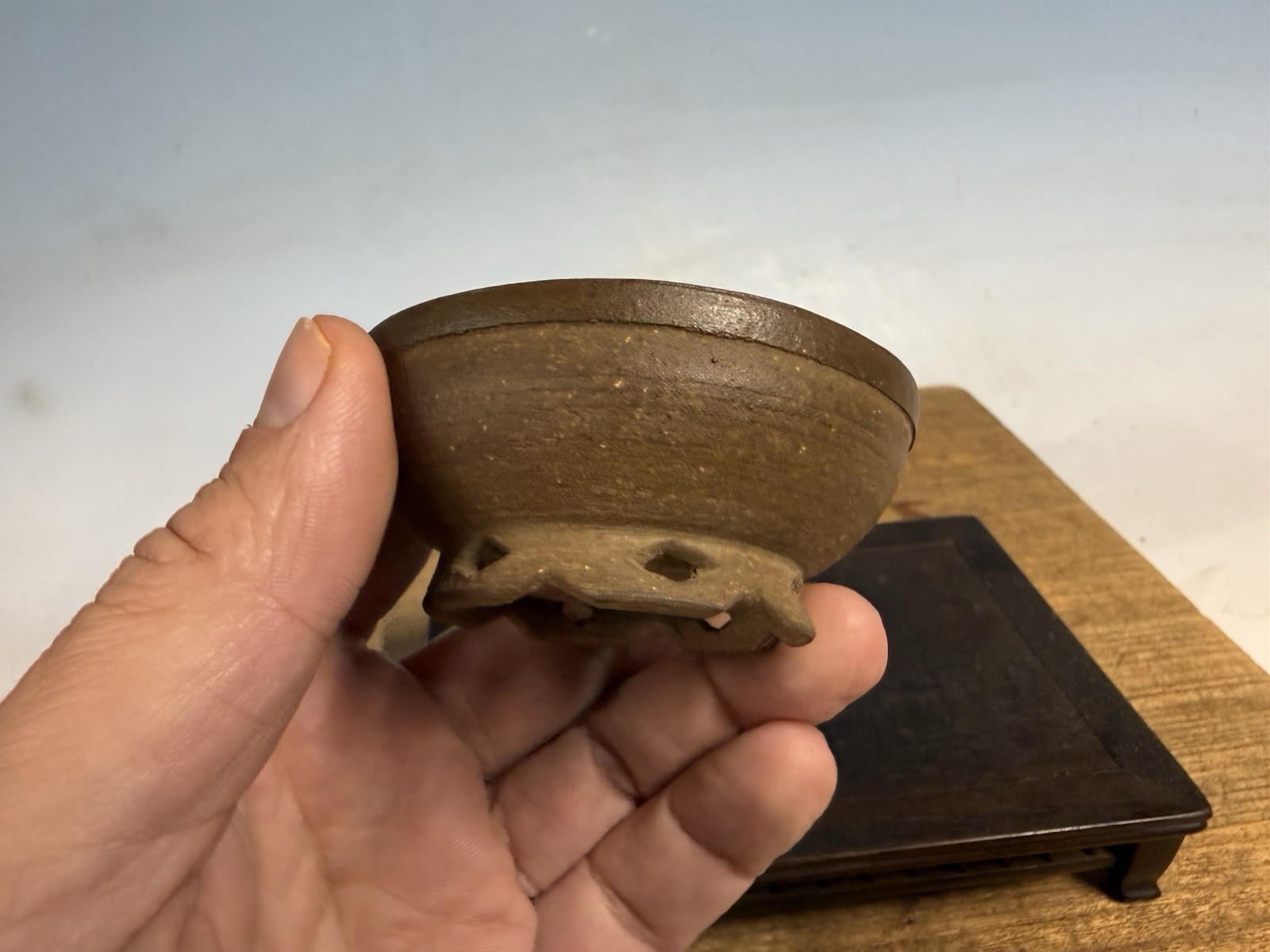 Japanese Unknown Maker Shohin Bonsai Tree Pot 2 3/4 By 1 1/4”unglazed Handmade