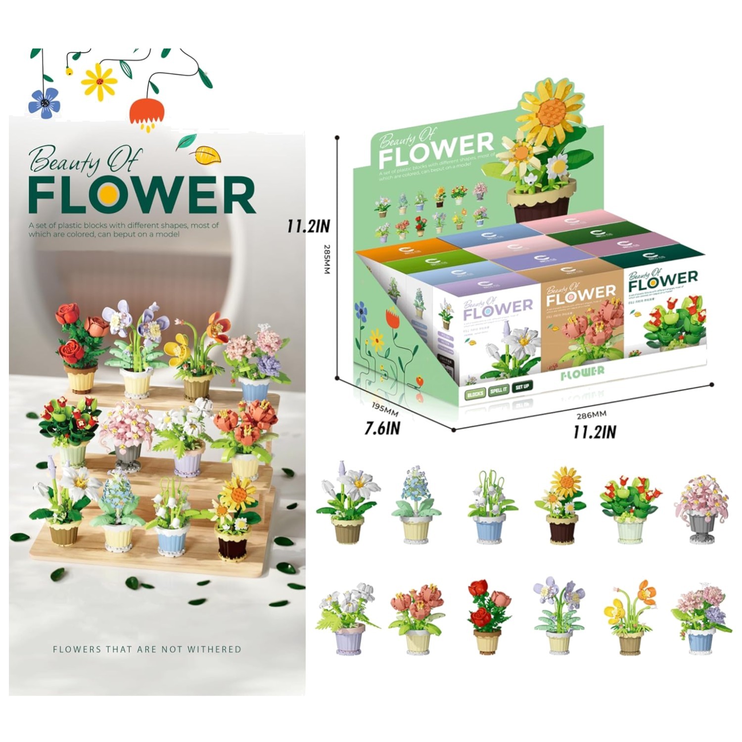 Mini Flower Potted Plant Building Blocks Set