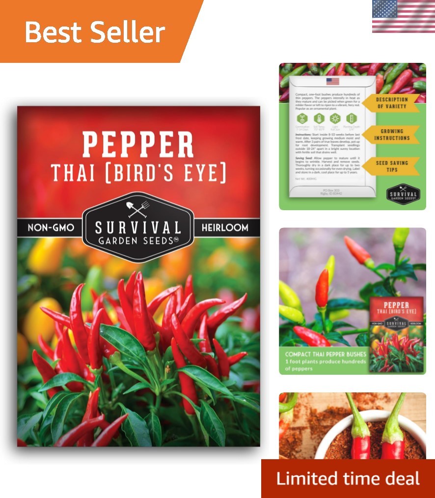 Thai Chili Pepper Seeds for Planting | Bird’s Eye Hot Peppers – Heirloom Non-…