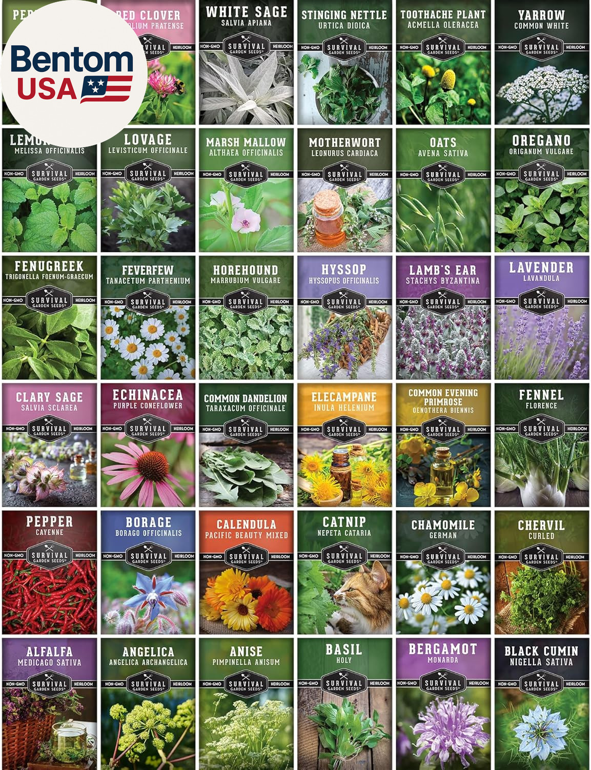 Ultimate Medicinal Herb Seeds Variety Pack – 36 Heirloom Non-Gmo Healing Herbs f