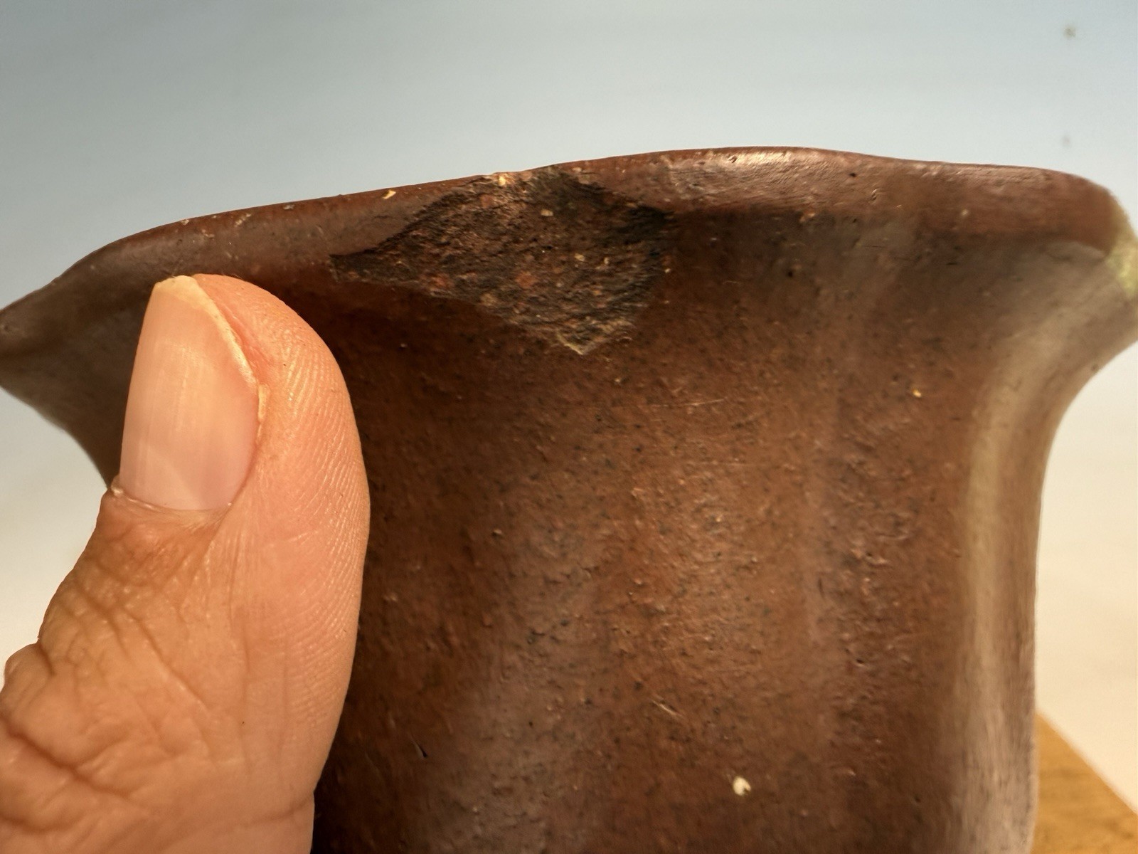 Unglazed Bonsai Tree Tokoname Pot Yamaaki Kiln 5 1/4 By 3” Shohin Semi Cascade