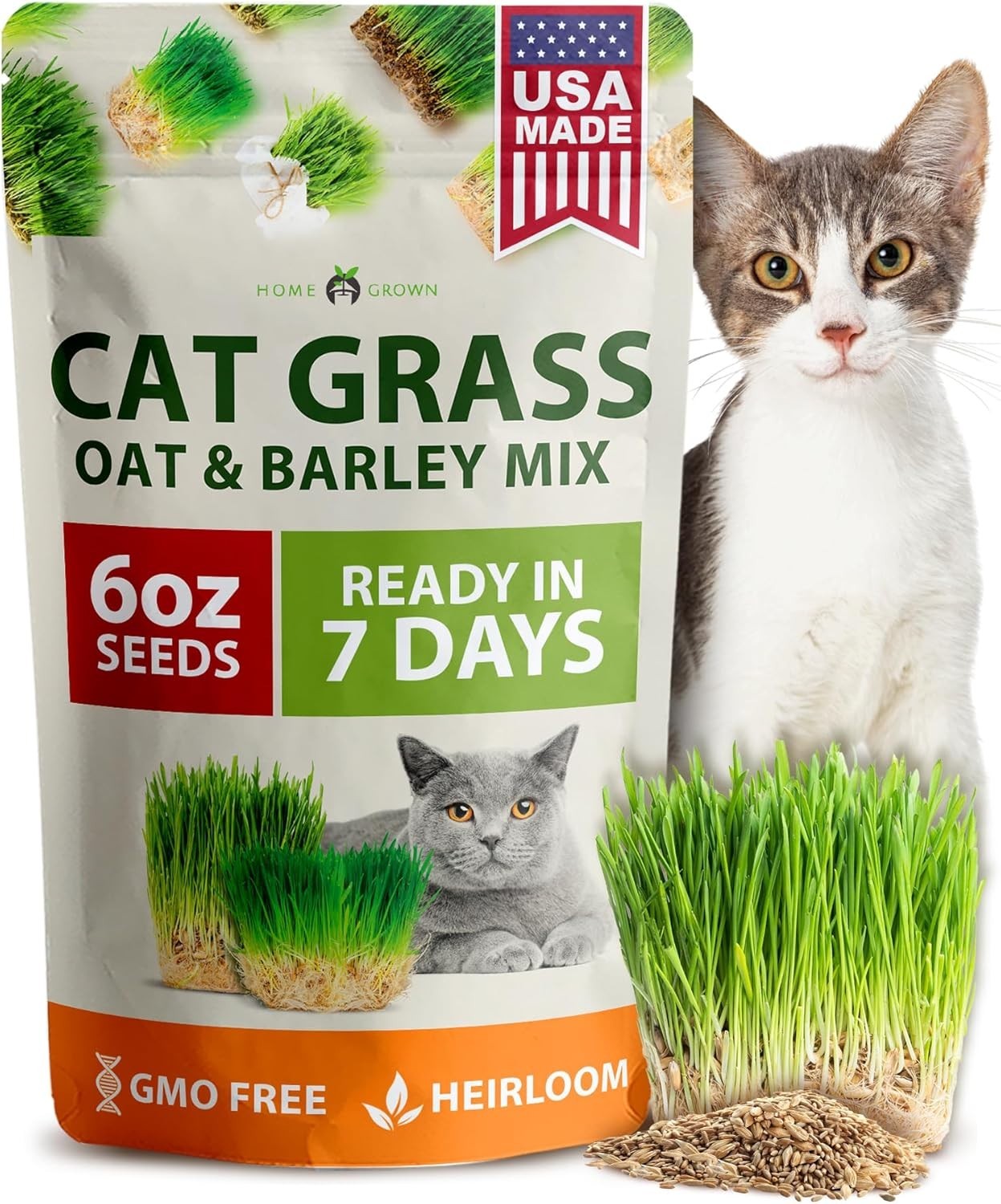 Pet-Friendly 6 oz Cat Grass Seeds – Nutritious Barley & Oat Mix, Perfect Gift