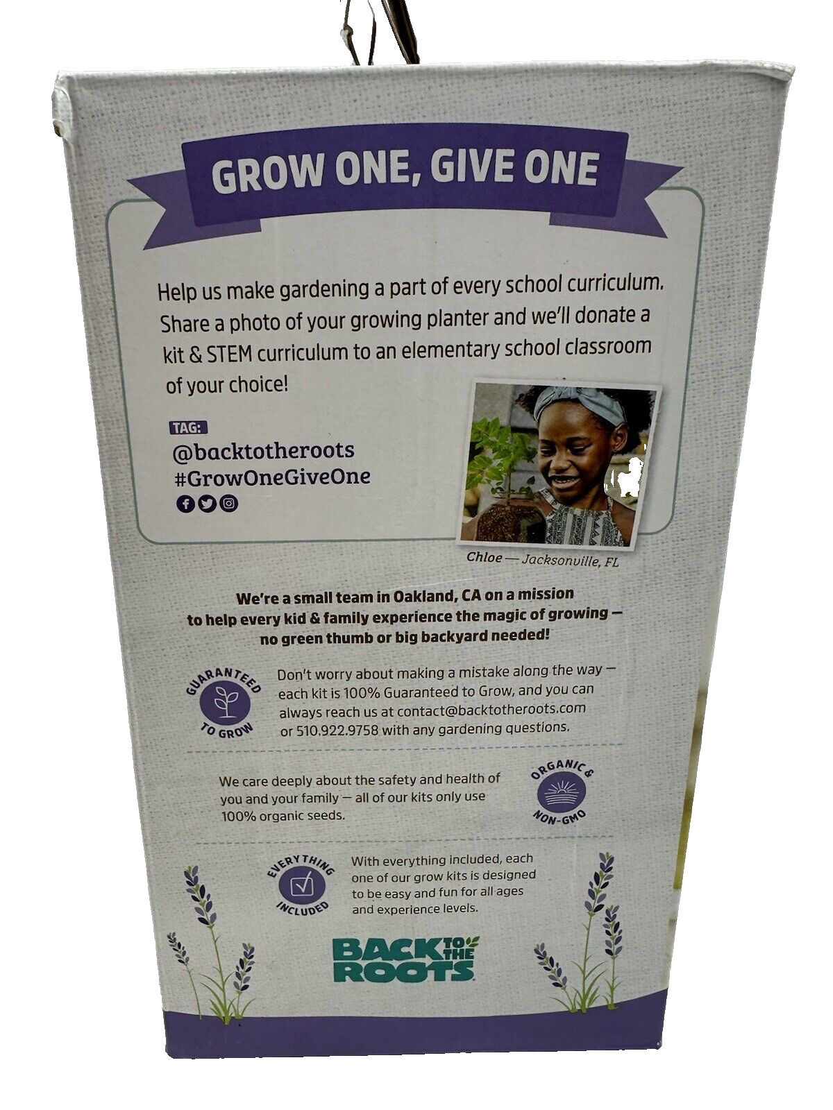 Back To The Roots Organic Lavender Windowsill Grow Kit NEW IN BOX All Included