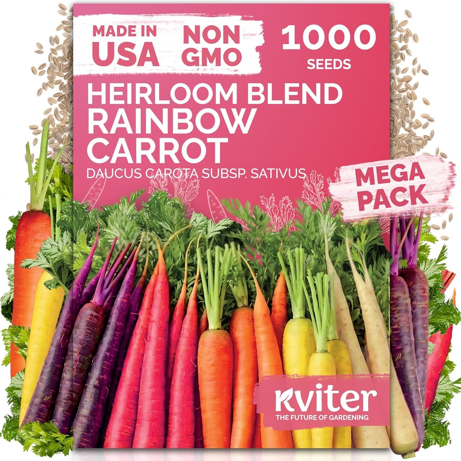 Organic 1,000 Rainbow Carrot Seeds – Easy Planting for Spring to Summer Harvest
