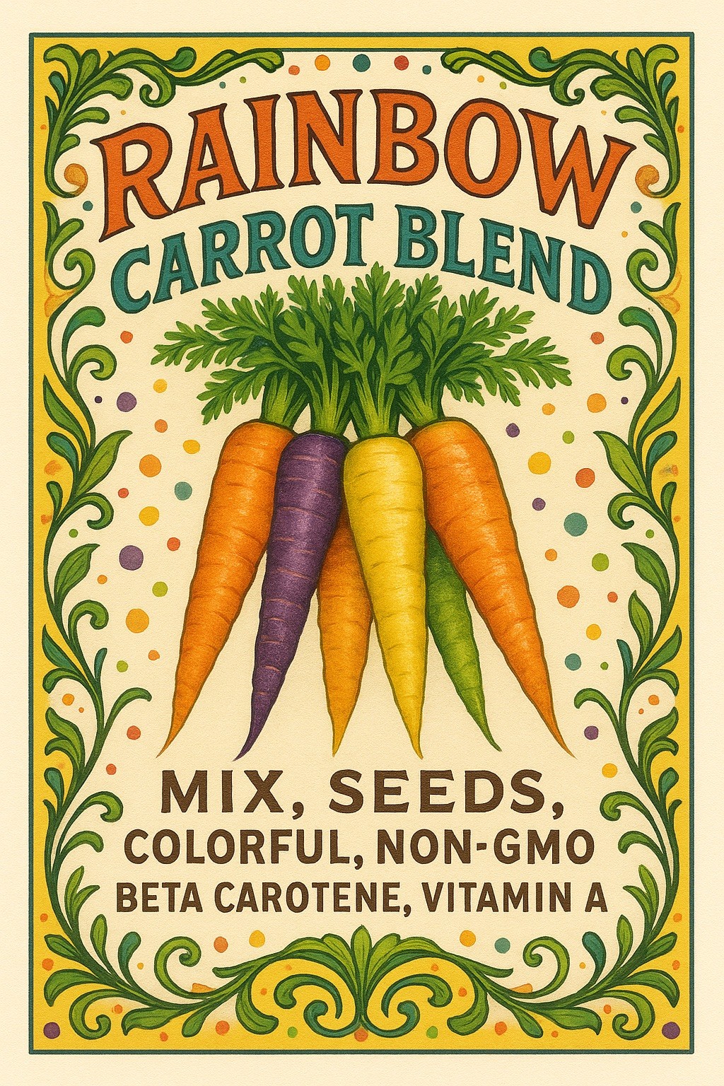 Rainbow Carrot Blend Mix, Seeds, Colorful, NON-GMO, Beta Carotene, Vitamin A