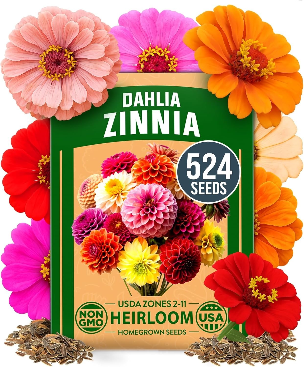 Garden-Ready Zinnia Dahlia Flower Seeds – Attract Pollinators & Bloom All Summer