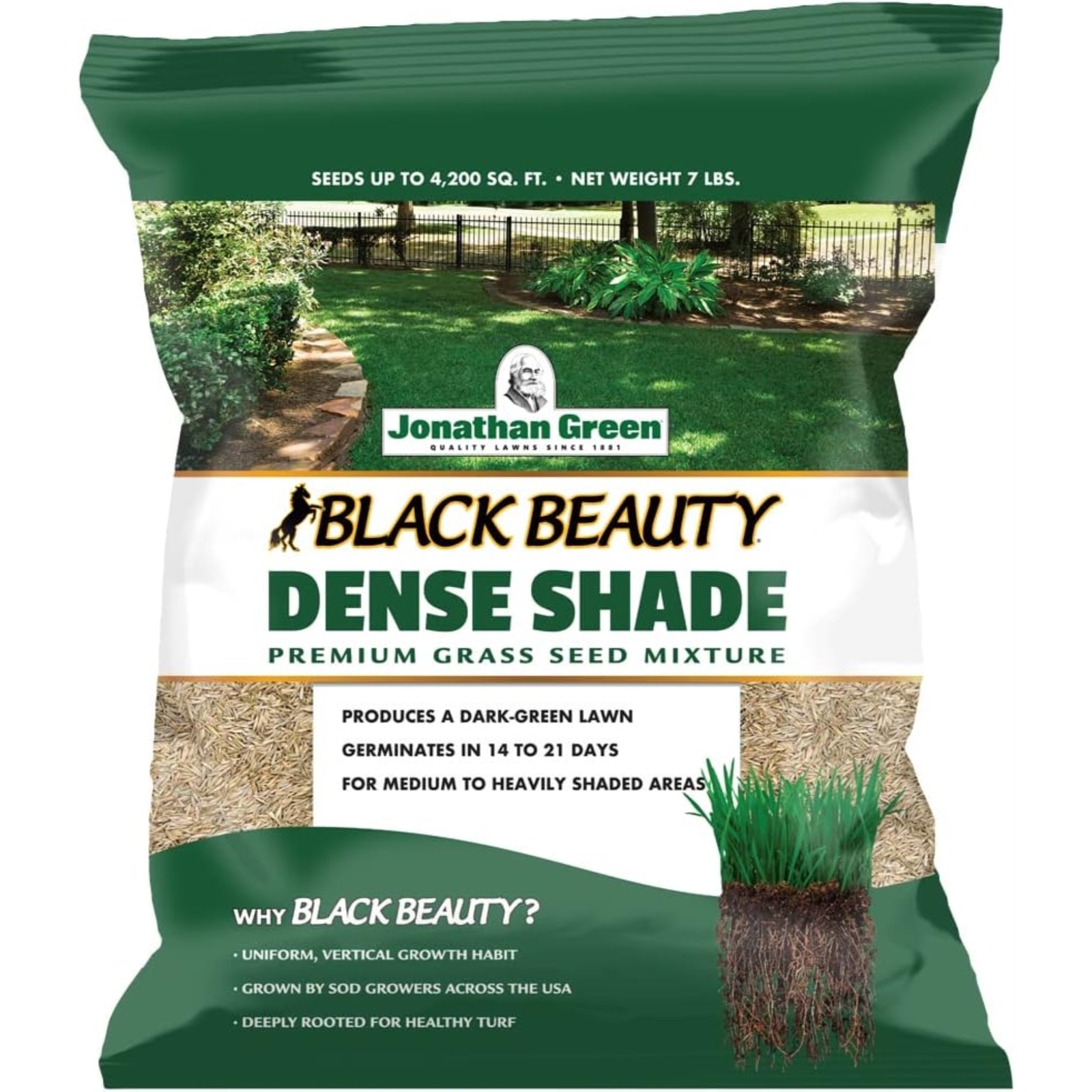 Jonathan Green Black Beauty Dense Shade Grass Seed Mix, 7lbs