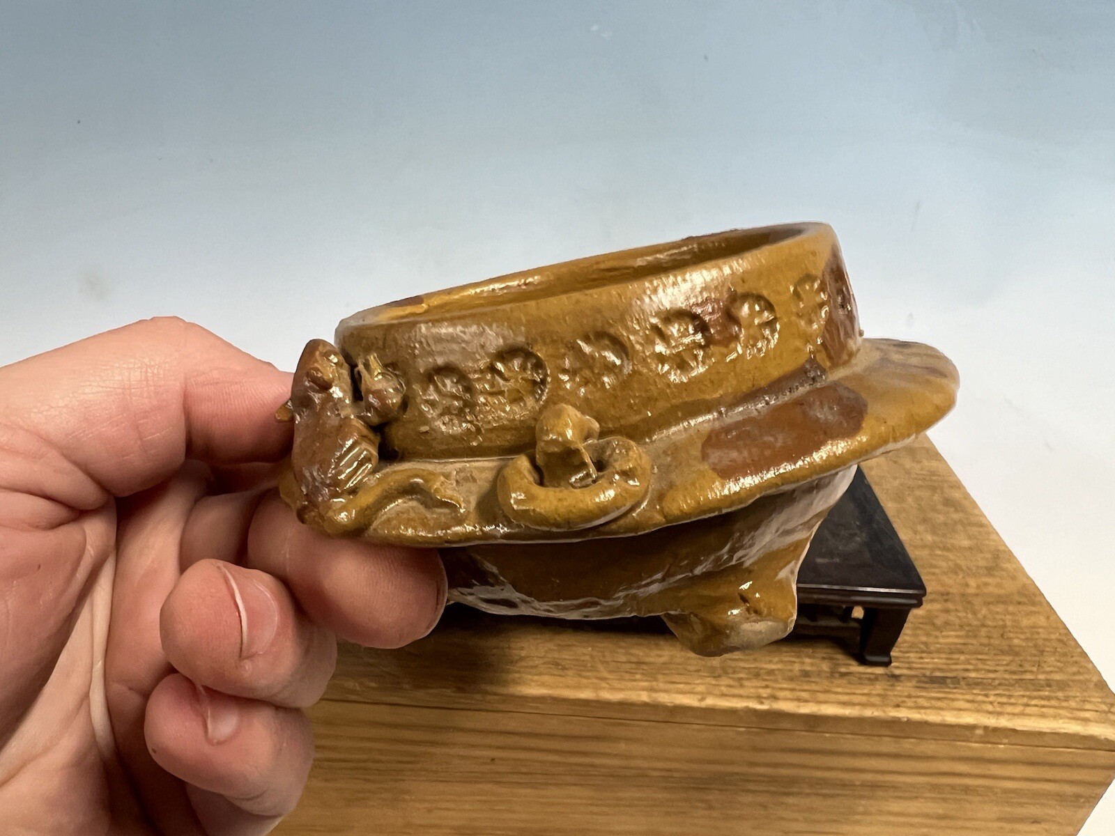 Japanese Unknown Maker Shohin Sized Bonsai Tree Pot 3 1/8 By 2” The Rat Pot