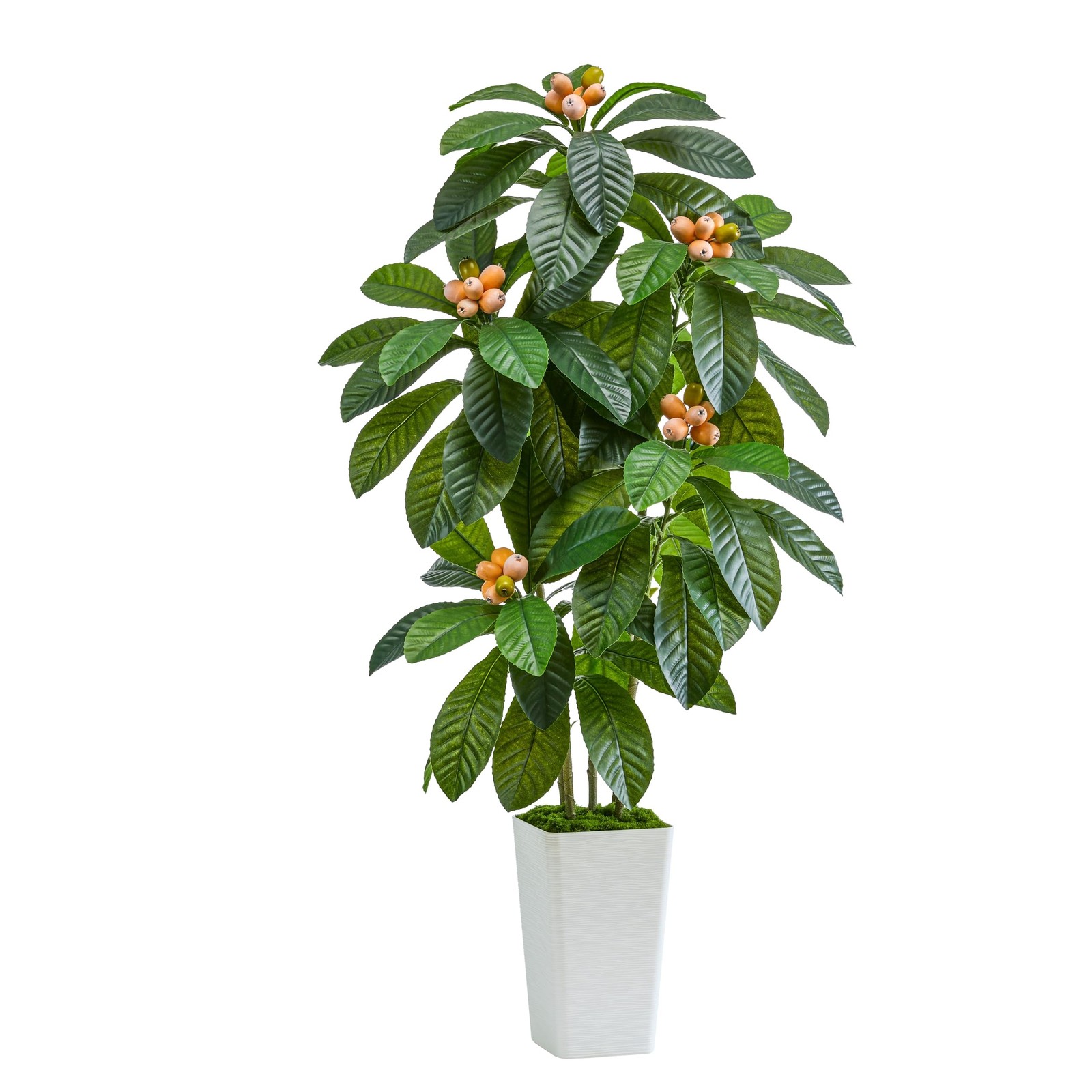 Artificial Loquat Tree 5FT Japanese Medlar Tropical Fruiting Plant Tall Artif…