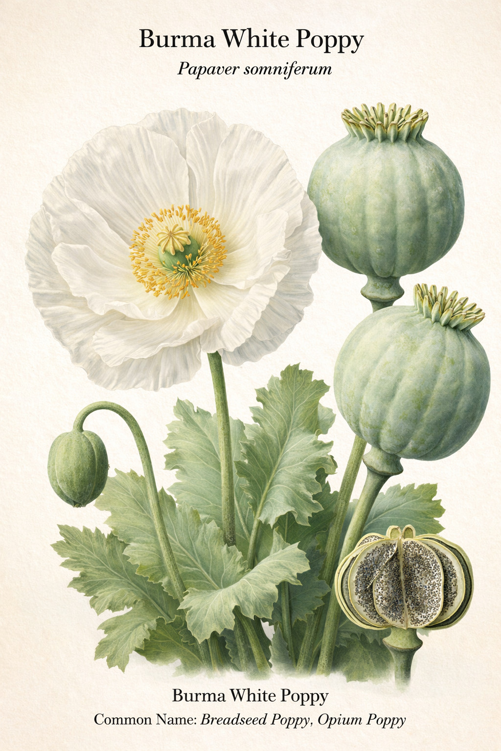 1,000 Burma White Poppy Seeds – P. Somniferum – Very Rare – Limited Quantity