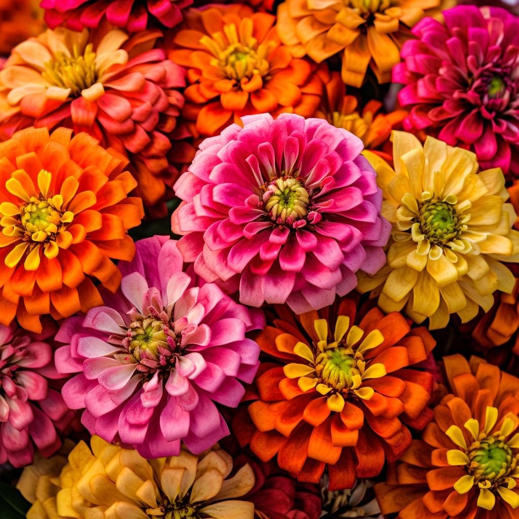 250 California Giants Zinnia Seeds for Orange,Pink,Purple,Red,White,Yellow