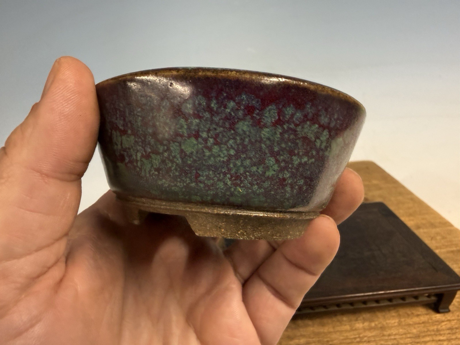 Japanese Unknown Maker Shohin Bonsai Tree Pot 3 5/8 By 1 5/8” Beautiful Glaze!!!