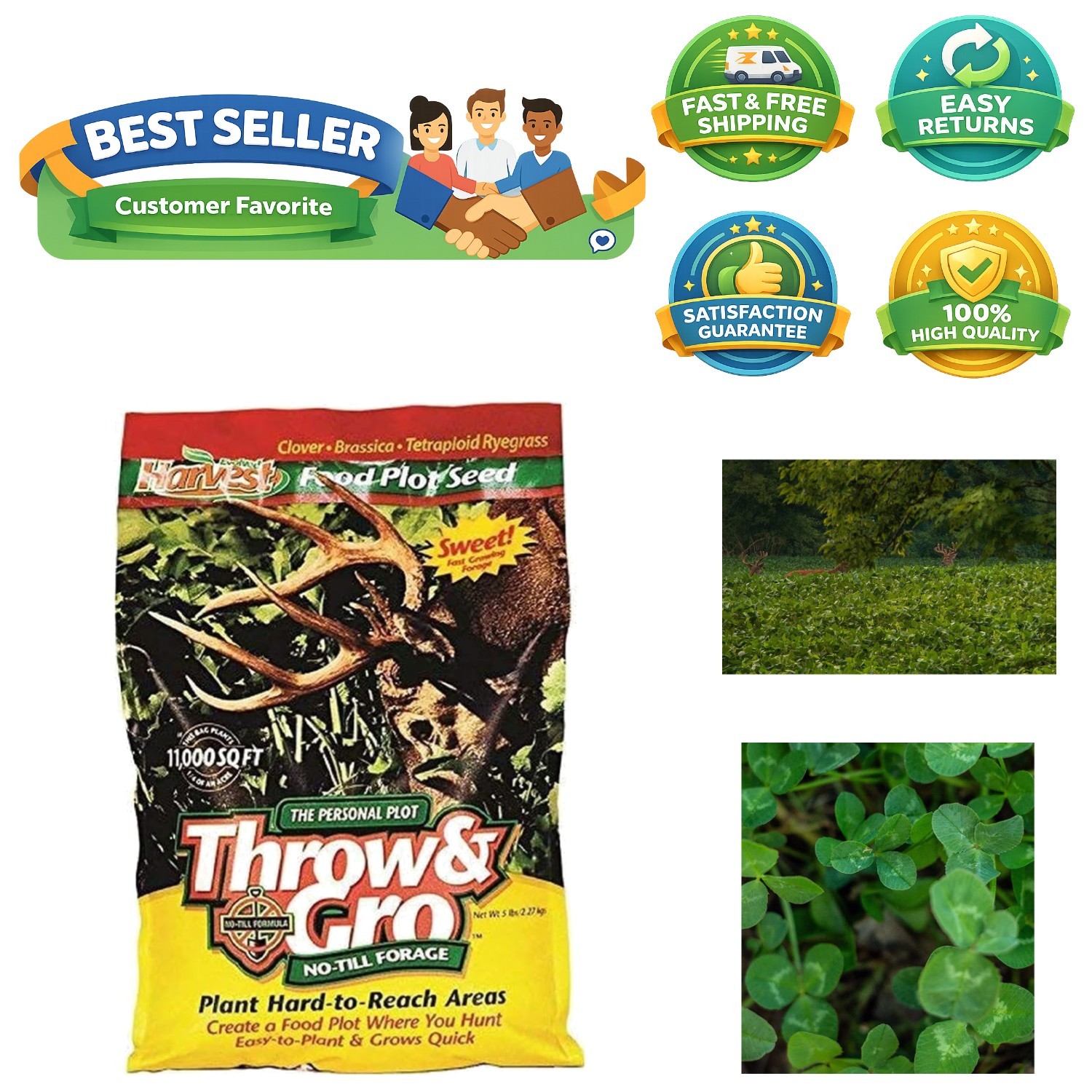 Create Your Optimal Deer Food Plot with Evolved Harvest No-Till Forage – 5 Lbs