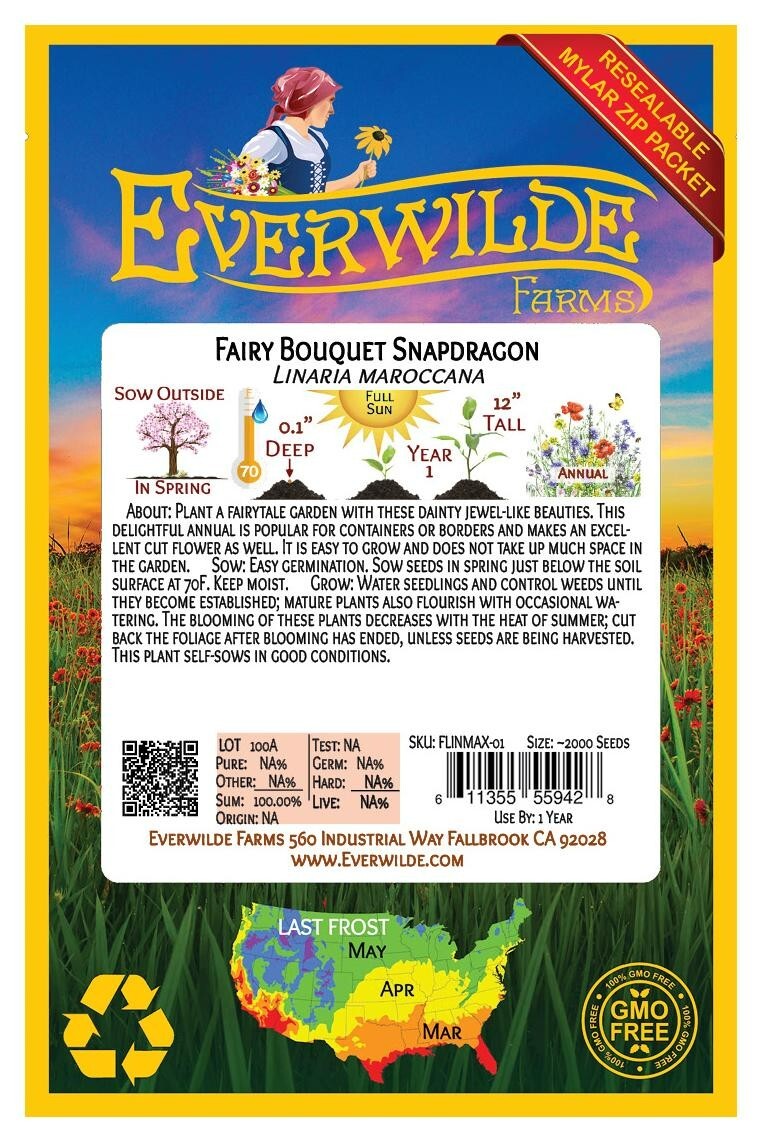 2000 Fairy Bouquet Mixed Snapdragon Wildflower Seeds – Everwilde Farms Mylar