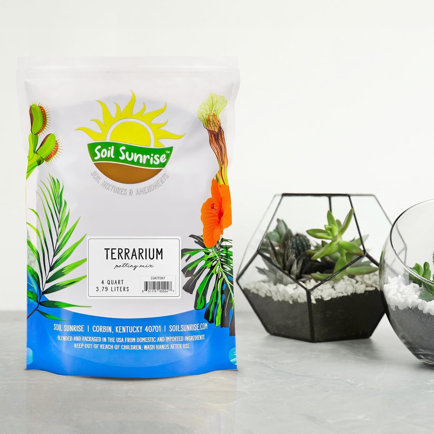 Terrarium Potting Soil Mix (4 Quarts), w/Blended Filtering Charcoal 4 Quarts
