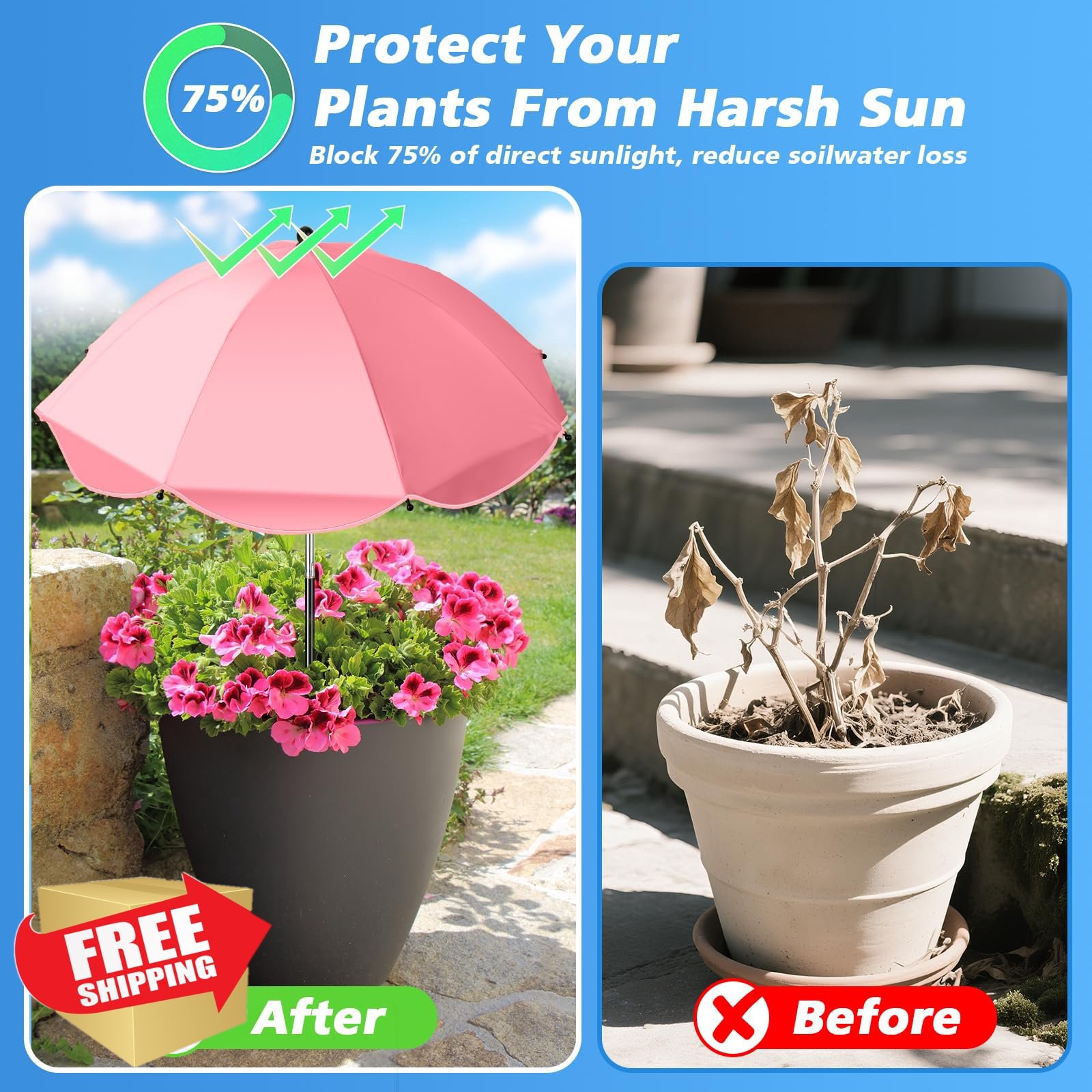 Twintaogo 4 Pcs Yellow Blue Pink Green Plant Umbrellas