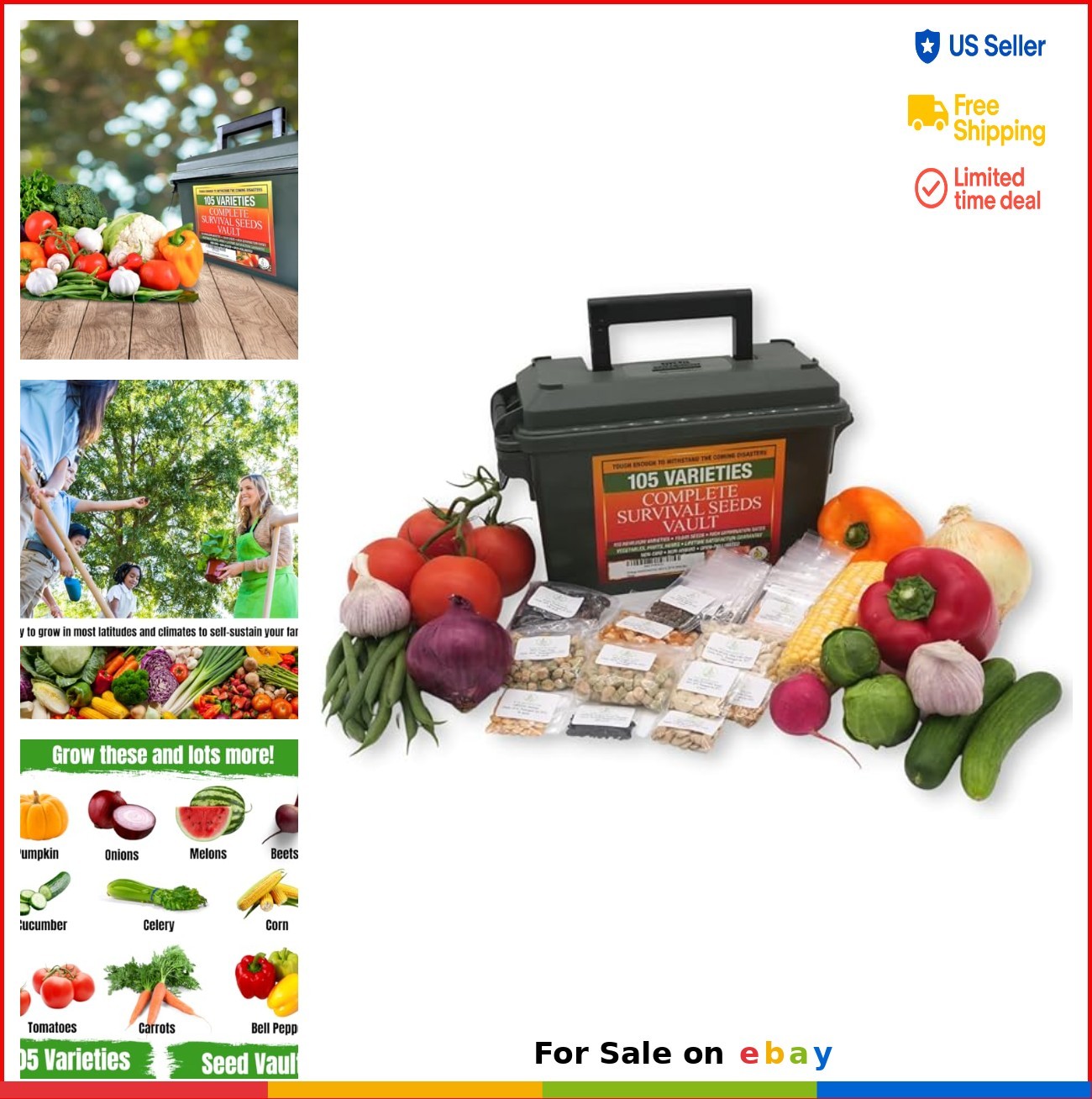 Survival Garden Seeds Vault 105 Varieties Heirloom Non GMO Vegetable Fruit Herb